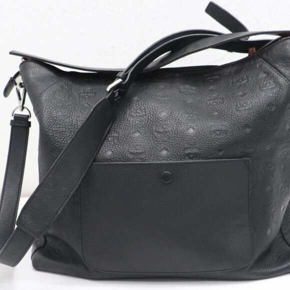 MCM Calfskin Ottomar Monogram Large Klara Shopper Tote - Black - Picture 1 of 16